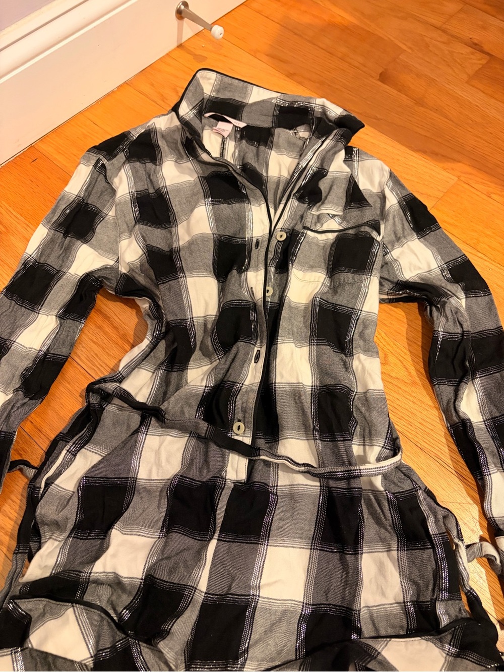 Victoria's Secret Black and White Plaid Sleep Shirt